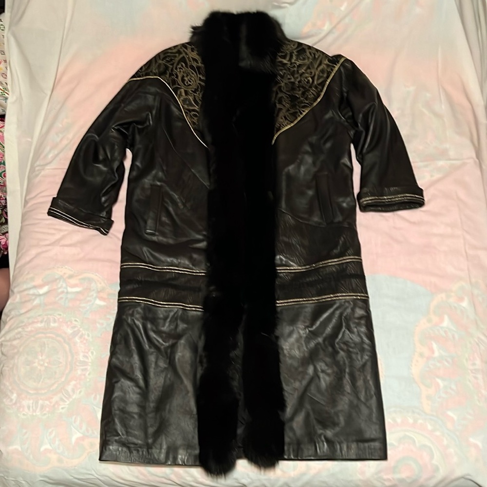 Women’s fur lined leather coat